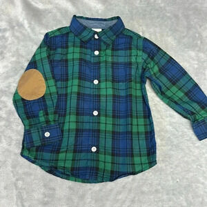 Gymboree - long sleeve plaid button down flannel/cotton shirt. Size 2T